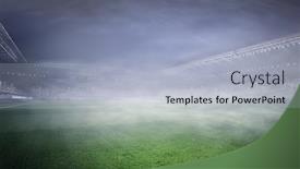  Presentation with soccer field - Presentation design consisting of foggy soccer field mixed media background and a light blue colored foreground