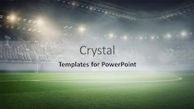  Presentation with soccer field - PPT theme consisting of foggy soccer field background and a light gray colored foreground