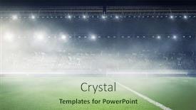  Presentation with foggy - Presentation design having foggy soccer field background and a mint green colored foreground
