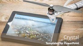  Presentation with digital image - PPT theme having foggy-spring-morning-over-residential background and a coral colored foreground