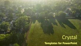  Presentation with residential - Theme with foggy-summer-sunrise-over-residential background and a tawny brown colored foreground