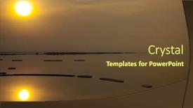  Presentation with environmental - PPT theme featuring foggy-sun-is-reflected background and a tawny brown colored foreground