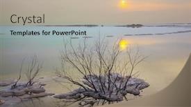  Presentation with water sun - PPT theme featuring foggy-sun-is-reflected background and a mint green colored foreground