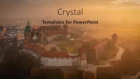  Presentation with foggy - Slide set consisting of foggy-sunrise-at-wawel-castle background and a coral colored foreground