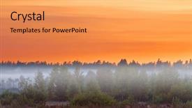  Presentation with foggy - PPT layouts having foggy sunset in summer field background and a yellow colored foreground
