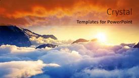  Presentation with iceland location famous place kirkjufellsfoss - Slide deck consisting of foggy-view-in-morning background and a red colored foreground