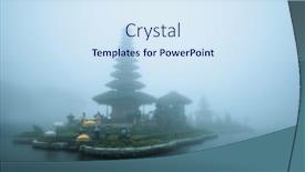  Presentation with pura - Beautiful PPT theme featuring foggy weather at pura ulun danu beratan temple in bali indonesia backdrop and a sky blue colored foreground