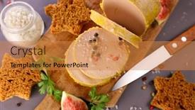  Presentation with foie - PPT theme enhanced with foie-gras-with-fresh-fig background and a gold colored foreground