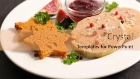  Presentation with foie - PPT theme featuring foie-gras-with-gingerbread-toast background and a yellow colored foreground