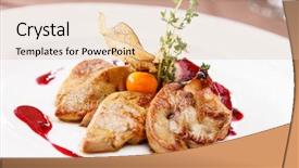  Presentation with foie - Audience pleasing PPT layouts consisting of foie gras with sauce backdrop and a lemonade colored foreground