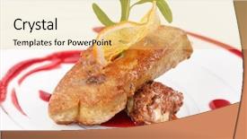  Presentation with foie - Theme having foie gras with sauce background and a blonde colored foreground