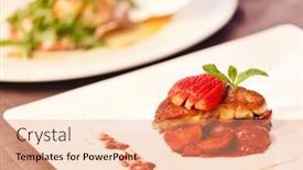  Presentation with foie - Beautiful slide deck featuring foie gras with strawberry backdrop and a coral colored foreground