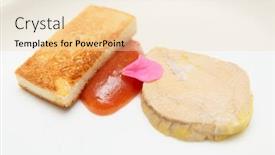  Presentation with foie - Beautiful PPT theme featuring delicatessen et terrine - foie gras with toast close-up backdrop and a lemonade colored foreground
