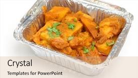  Presentation with curry - Amazing PPT layouts having aluminum foil - indian 'bombay aloo' potato curry backdrop and a coral colored foreground