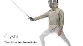  Presentation with healthy workplace full length side view - Presentation theme having foil-fencer-full-length background and a white colored foreground