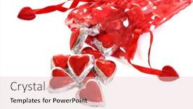  Presentation with spilling - Theme consisting of foil-wrapped-heart-shaped-chocolates background and a lemonade colored foreground