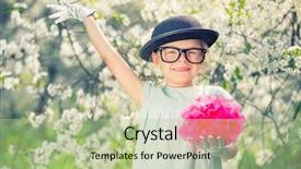  Presentation with hat - Amazing slide deck having fokus - funny girl in glasses hat backdrop and a mint green colored foreground