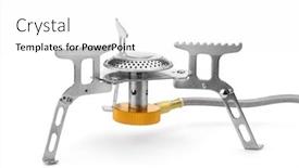  Presentation with camping - Theme featuring foldable-camping-gas-burner-isolated background and a white colored foreground