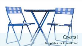  Presentation with isolated paw prints over white - Theme with foldable chair - blue garden furniture isolated background and a cool aqua colored foreground