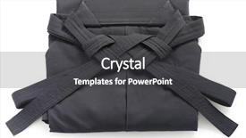  Presentation with aikido - Beautiful presentation theme featuring folded aikido hakama japanese martial backdrop and a dark gray colored foreground