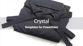  Presentation with aikido - Colorful presentation theme enhanced with folded aikido hakama japanese martial backdrop and a dark gray colored foreground