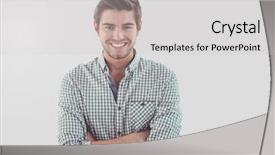  Presentation with flare - Amazing PPT theme having folded arms with grey backdrop and a  colored foreground