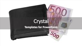  Presentation with black and white old phone - Theme enhanced with folded five hundred 500 euro background and a dark gray colored foreground