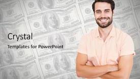  Presentation with money notes - Cool new PPT layouts with folded i front of money backdrop and a lemonade colored foreground