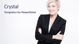  Presentation with business intelligence white robotic arm - PPT theme featuring folded isolated on a white background and a sky blue colored foreground