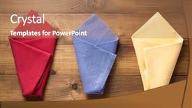  Presentation with napkin - Beautiful PPT theme featuring folded napkin on wooden background backdrop and a coral colored foreground