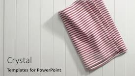  Presentation with table napkin - Presentation enhanced with folded red strip napkin on table background and a light gray colored foreground