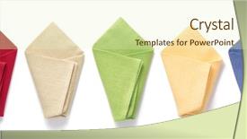  Presentation with table napkin - Slides featuring folded table cloth napkin background and a soft green colored foreground