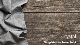  Presentation with tablecloth - Beautiful presentation theme featuring folded-tablecloth-over-antique-wooden backdrop and a dark gray colored foreground