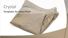  Presentation with trousers - Cool new presentation design with folded trousers isolated on a white background backdrop and a white colored foreground