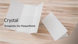  Presentation with wood texture - Colorful PPT theme enhanced with folder - trifold white template paper backdrop and a light gray colored foreground