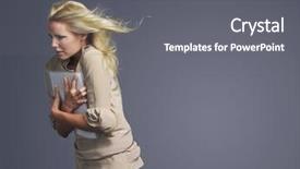  Presentation with wind - Beautiful presentation theme featuring folder and blond hair blowing backdrop and a gray colored foreground