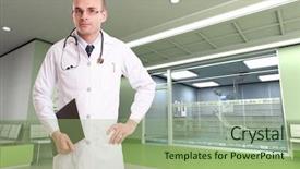  Presentation with hospital - Beautiful slides featuring folder in a hospital backdrop and a mint green colored foreground