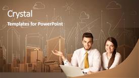  Presentation with black males business - Presentation design having folder structure - business couple sitting background and a coral colored foreground