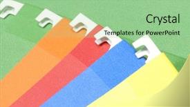  Presentation with files - Amazing slide deck having folder structure - colorful hanging files backdrop and a mint green colored foreground