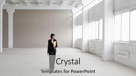  Presentation with walking - Cool new PPT theme with folder structure - full length of young businesswoman backdrop and a light gray colored foreground