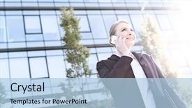  Presentation with low angle view of fictitious - Beautiful slide deck featuring folder structure - low angle view of smiling backdrop and a light blue colored foreground