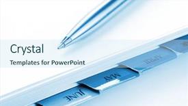  Presentation with planner - PPT theme with folder tabs - silver ballpoint pen background and a sky blue colored foreground