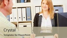  Presentation with job interview - Audience pleasing PPT theme consisting of folder with curriculum vitae backdrop and a soft green colored foreground