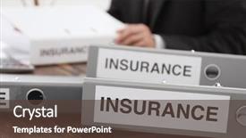 Presentation with insurance - Presentation theme featuring folders with documents and man background and a tawny brown colored foreground