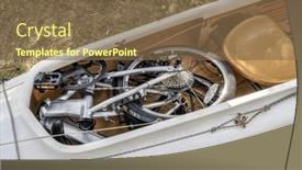  Presentation with expedition - PPT layouts featuring folding-bike-packed background and a tawny brown colored foreground