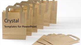  Presentation with shopping - Cool new PPT theme with folding carton - brown shopping bags backdrop and a coral colored foreground