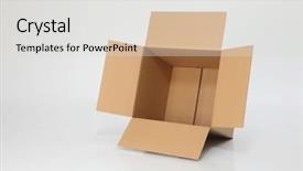  Presentation with open door policy health care - PPT theme having folding carton - empty brown card box open background and a light gray colored foreground