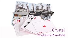  Presentation with playing cards - Colorful slide set enhanced with folding-knife-and-playing-cards backdrop and a sky blue colored foreground