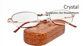  Presentation with case - Beautiful PPT layouts featuring folding reading glasses with case backdrop and a white colored foreground