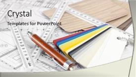  Presentation with architectural drawings - Slides featuring folding ruler pencil architectural drawing background and a light gray colored foreground